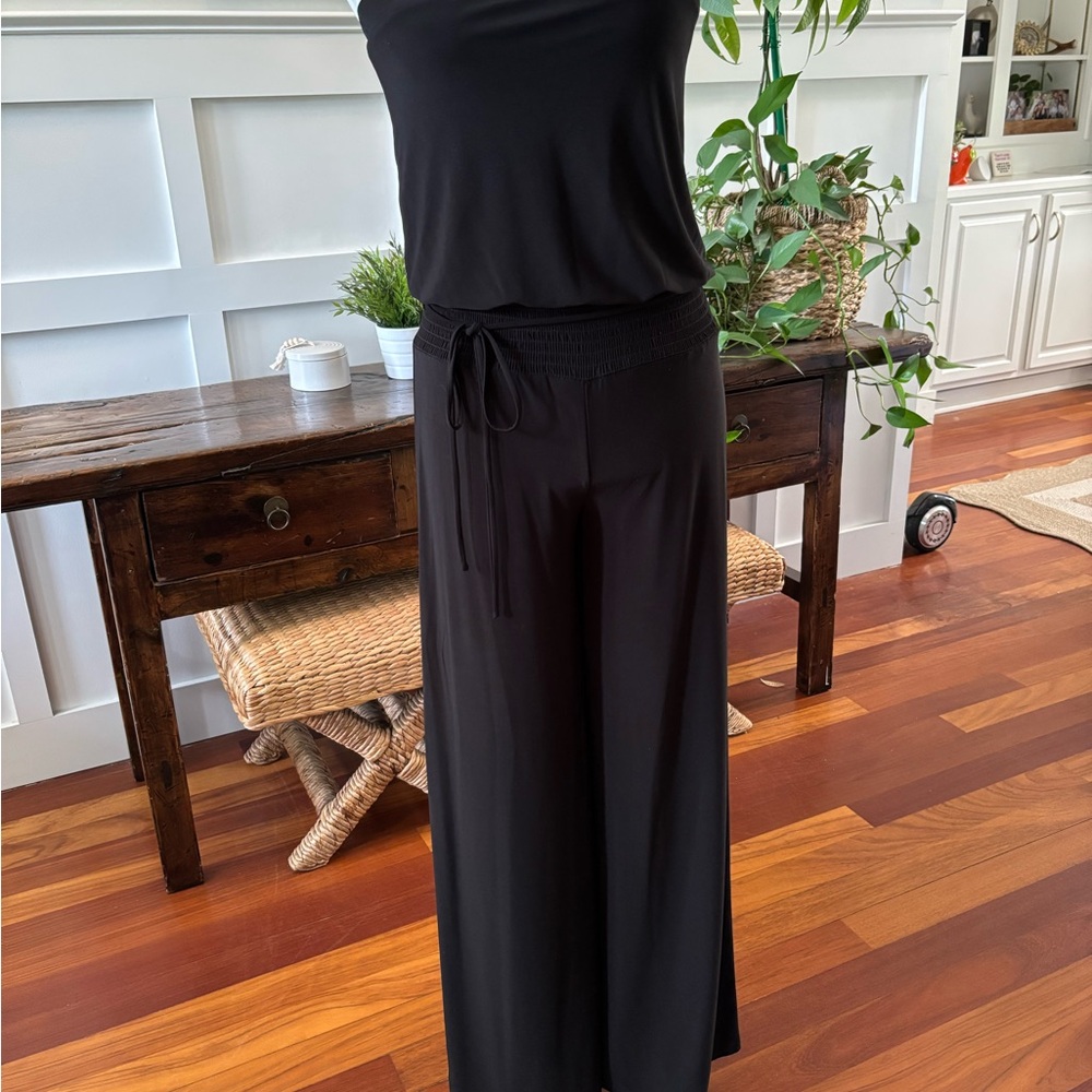 White House Black Market Strapless Black Jumpsuit - jersey knit